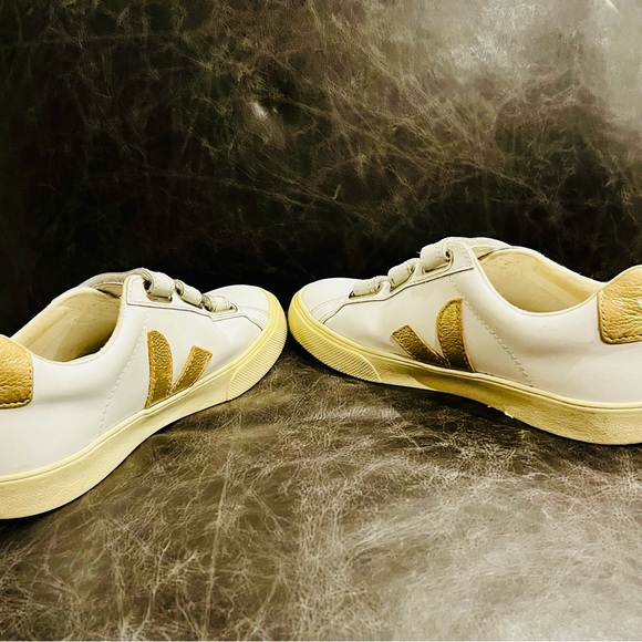 Veja White and Gold Sneakers - Picture 3 of 7